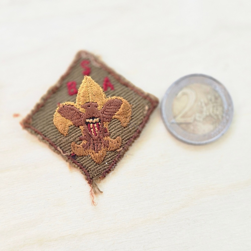 VTG BSA 1950s Boy Scouts Of America Embroidered Rank Patch Brown Olive Green USA